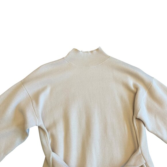 Zoe And Claire Nordstrom Cream Sweater Dress Belt Mock Neck Size Small Women's - Picture 2 of 13